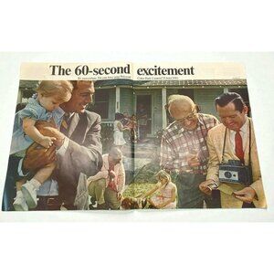Polaroid Land Camera Vintage Print Ad 1960s 60-Second Color Pack Family Photos